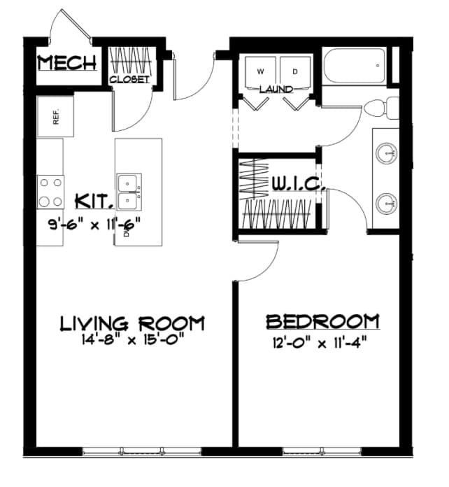 One Bedroom Apartment Floor Plan