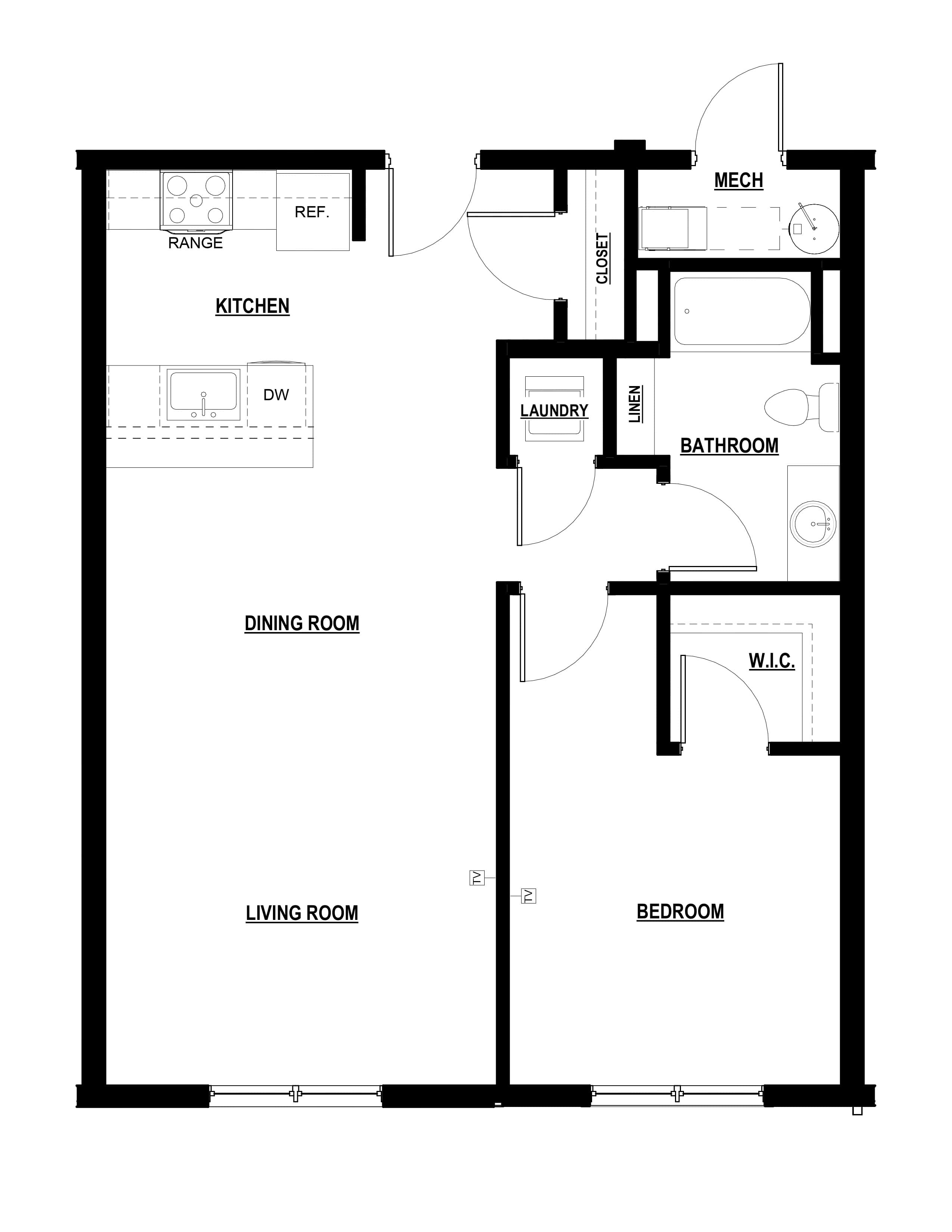 One Bedroom Apartment Floor Plan
