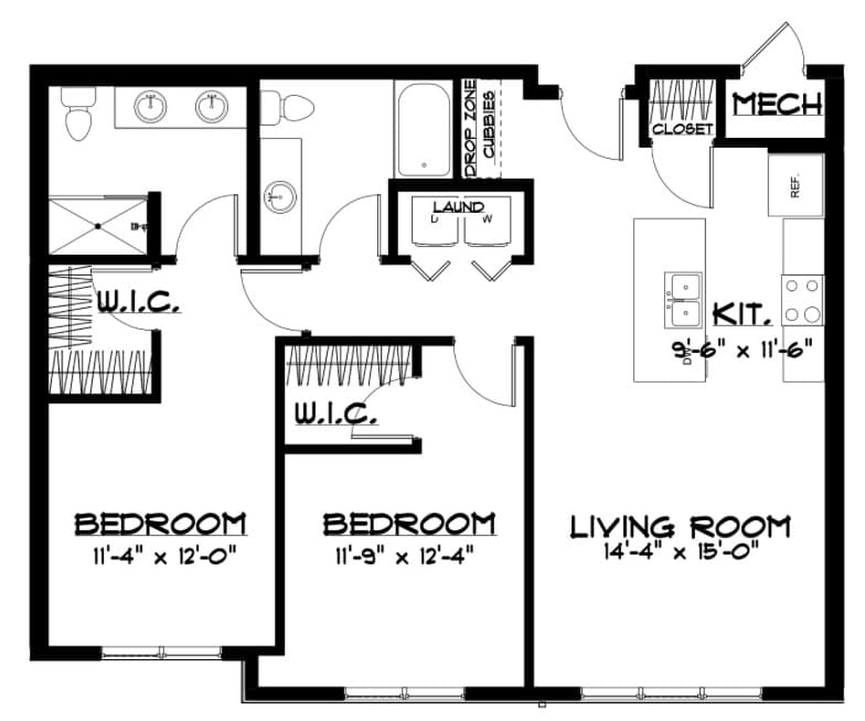 Two Bedroom Apartment Floor Plan