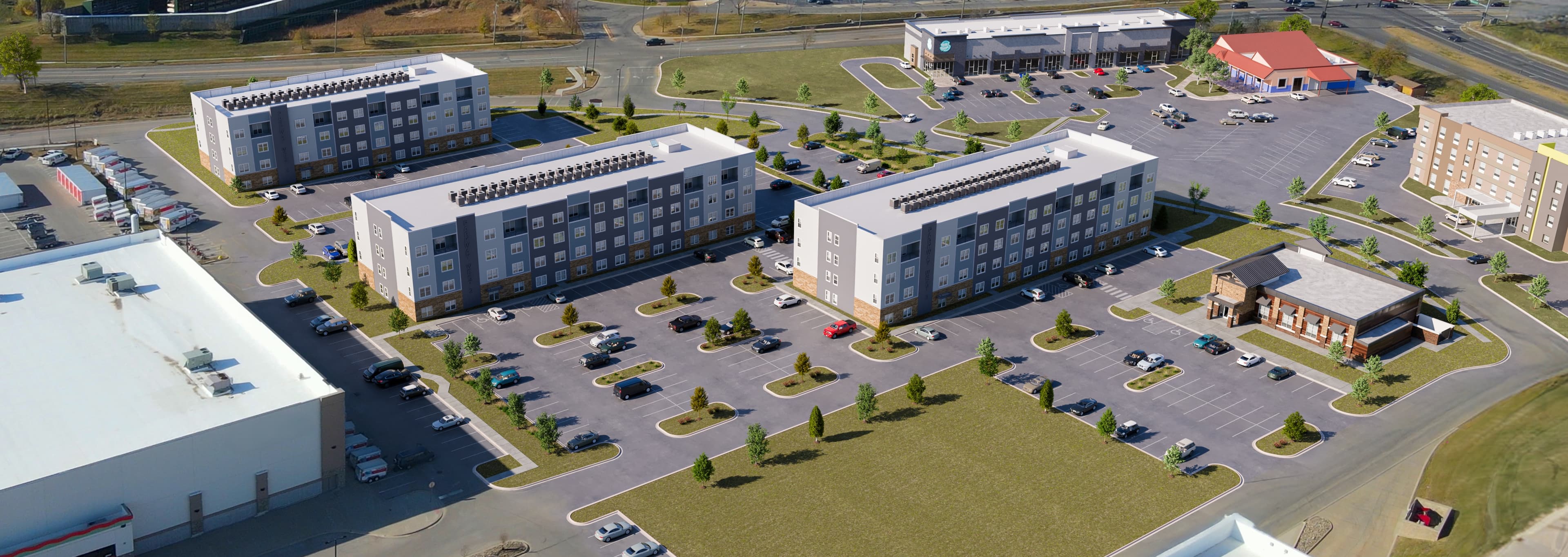 Aerial view of Parkway West Apartments